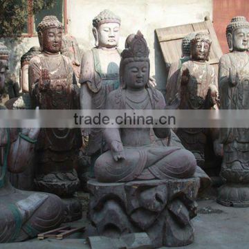 Chinese antique wooden big sitting buddha