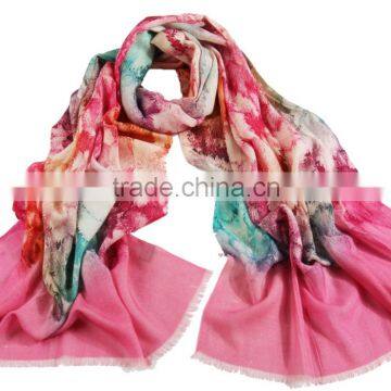 winter 100%pure Australian wool fleece flower digital printing scarf shawl wraps ladies