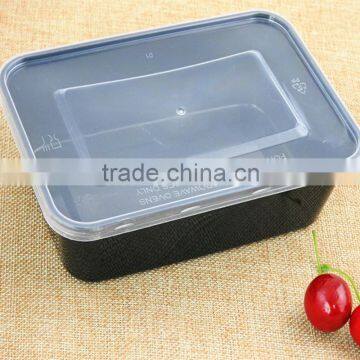 Black Rectangle Plastic Disposable Plastic Takeaway Food Container with Clear Lid for Food Packing