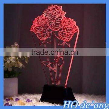 Hogift Hot Selling LED USB Table Lamp Creative 3d Rose-shaped Acrylic Battery Table Lamp MHo-230 photo-3