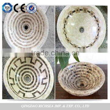 Suitable for Bathroom, Kitchen and Outdoors, Marble Mosaic Stone Sink Wash Basin                        
                                                Quality Choice