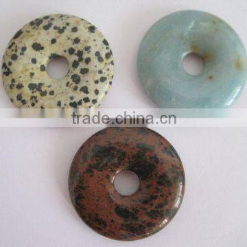 Semi precious stone dalmation jasper donut pendant jewelry beads