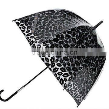 19'' transparent POE straight umbrella with black color