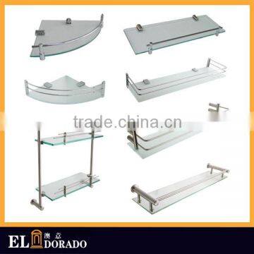 China Supplier Brass Heavy Duty Toilet Accessories Bathroom Shelf Single tier bathroom glass shelf