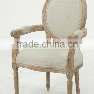 home furniture solid oak handle carved classic round back wooden arm chair (CH-904-OAK)