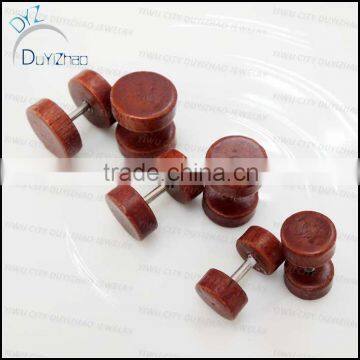 new arrival red wood fake ear plugs