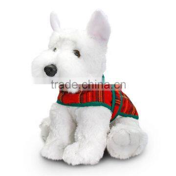 well sold top quality soft plush lovely white dog with cute top