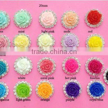 STOCK 20mm flower rhinestone embellishment flatback for wedding decoration or hair accessory(BTN-5397)