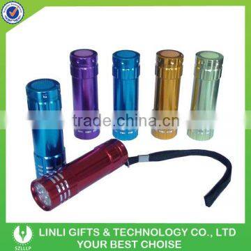 New 2016 Promotional Aluminum 9Led Torch Light With Logo Printing