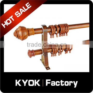 KYOK wood grain aluminum curtain poles,aluminum curtain bracket,plastic curtain rings wholesale in foshan