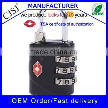 2016 OEM Factory Wholesale 3 digits TSA metal padlock