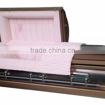 Lincoln rose metal casket with pink velvet interior