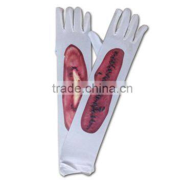 white halloween costume long arm gloves LG-030