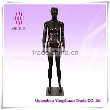 Fashion faceless black glossy female factory mannequin