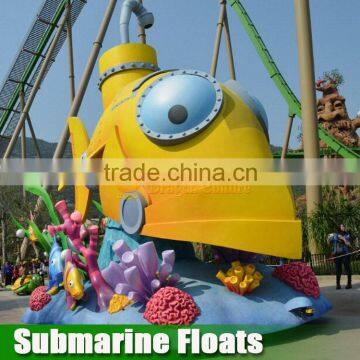 waterproof and sunproof fiberglass submarine float for theme Park