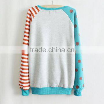 New design fashion young lady wholesale colorfull hoody with contrast sleeves