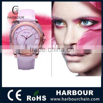 2015 Lastest Sapphire Glass Stainless Steel Case Stone set Japan Quartz Dress Watch for Women 5ATM