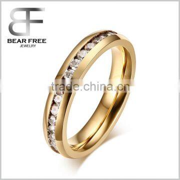Rose Gold 316L Stainless Steel White Cubic Zirconia CZ Eternity Wedding 4MM Band Ring photo-2