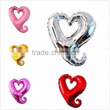 2015 new design 18 inch colorful hook heart shape foil helium balloon