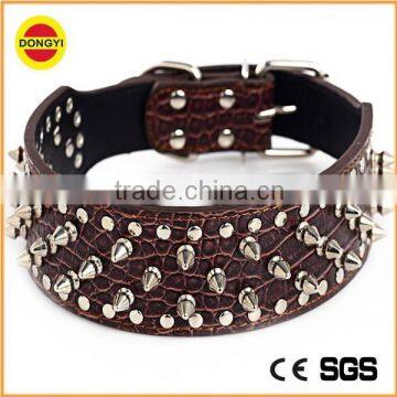 moq 100pcs real leather studded dog collar bulk for American market