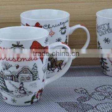 11OZ christmas snowman design full decal print coffee cups, shiny surface porcelain mug, KL5004-A428