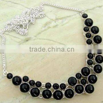 58.70 ctw Genuine BLACK ONYX & .925 Sterling Silver Necklace