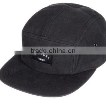 Fashion Custom Black 5 Panels Baseball Cap 5 Panel Cap with Custom Label