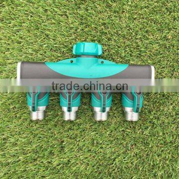 Heavy duty metal plastic 4 way hose splitter garden hose connector