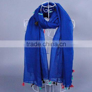 TOP Popular Plain Pure Color Women Scarf Voile Cotton Scarves 180*90 Pashmina photo-5