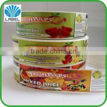 Colorful printing private fruit label, juice private label, juice bottle labels