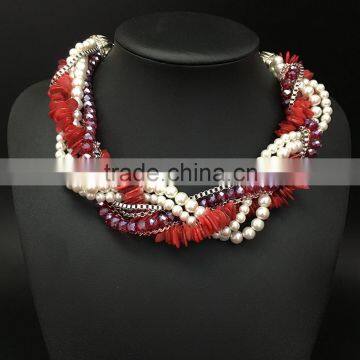 European And American Big Crystal Shell Multilayer Woven Exaggerated Pendant Necklace photo-2