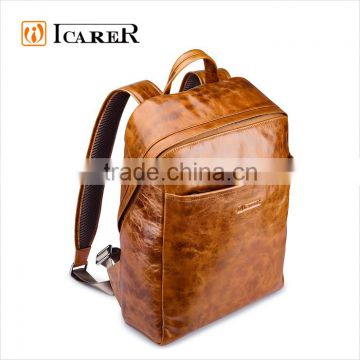 ICARER Waterproof Vintage Genuine Leather Backpack for men