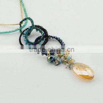 Fancy Electroplating Metal Bead Chain Necklace Beaded Jewelry With Pendant photo-6