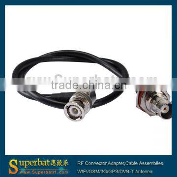 LMR195 25cm BNC female bulkhead to BNC male right angle Cable Assembly