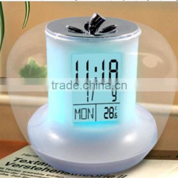 7 color change led digital lcd alarm clock & apple shape nature sound alarm clock