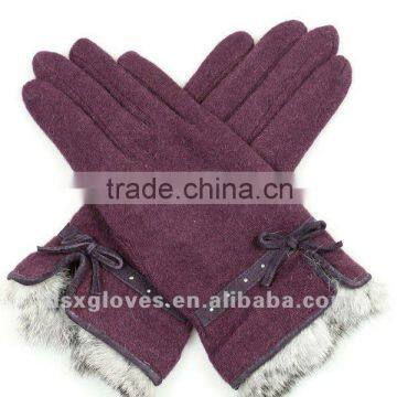 fashion cashmere gloves with fur cuff
