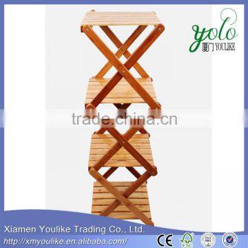 Foldable 4-Layers Bathroom Display Shelf Bamboo Storage Rack