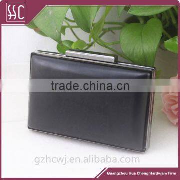 6 inch metal purse frame with black plastic box in rectangle head