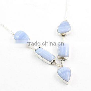 Blue Lace Agate necklace 925 sterling silver jewelry wholesale authentic gemstone jewelry wholesaler