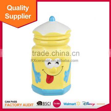 Ceramic Material Stocked Feature Pencil Honey Candy Jar photo-3
