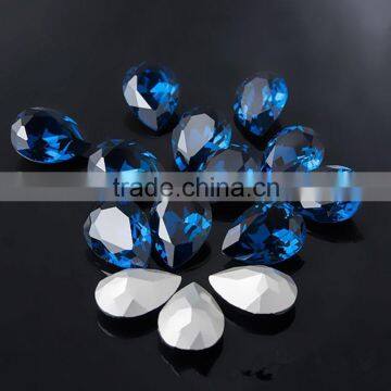 fancy sapphire blue color 13x18mm big size tear drop no hole rhineshtone for clothing