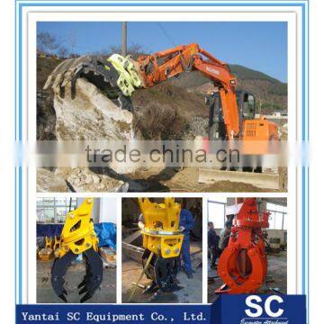 Excavator rotated grapple, hydraulic log grapple, mechanical Log Grapple