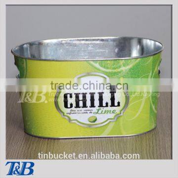 Large metal Tin Ice Bucket with Inner Handles