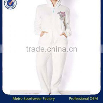 Bear Printed Hoody Design White Femme Pyjama