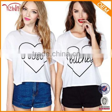 China Manufacture White Women Clothing Fashion Wholesale Custom T-shirt Printing