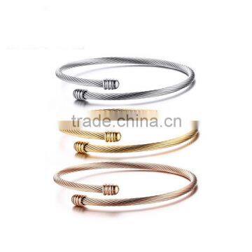 Classic Bracelet Stainless Steel Bangle Silver Gold Plated Charm Bracelet for Women Men