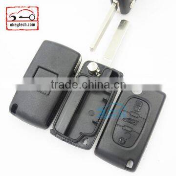 High Quatity Citroen romote flip key shell 3 button VA2 blank NO battery place 0523 Citroen key cover