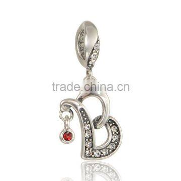 925 Sterling Silver Alphabet Charm Pendant