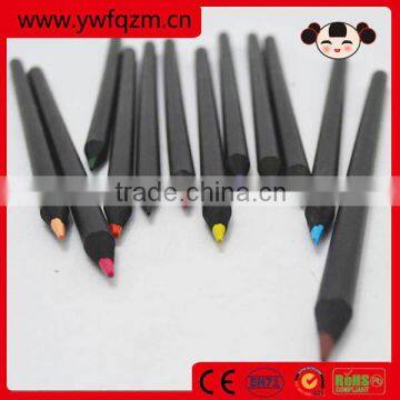 Cheap black wooden 12 pcs custom logo color pencils