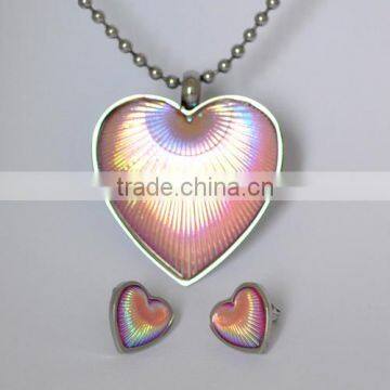 Fashion Pink Stainless Steel Heart Jewelry Sets